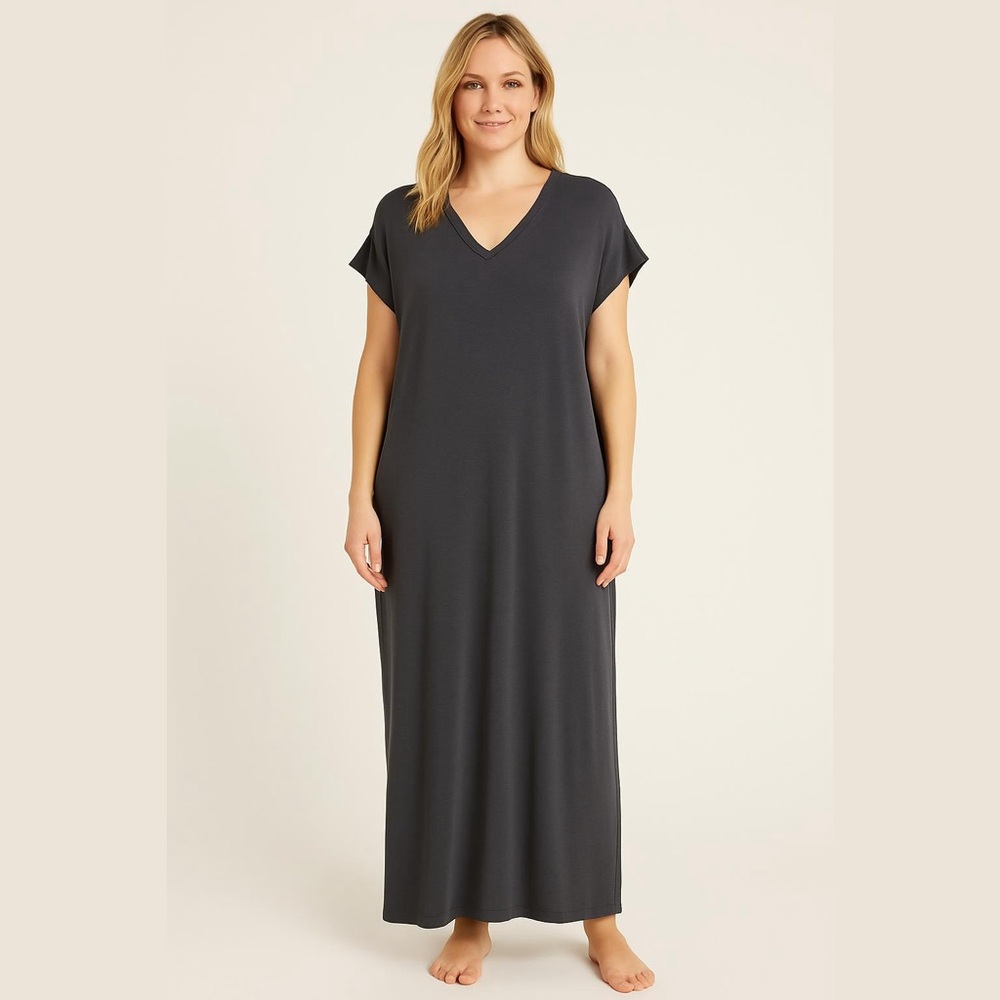 Barefoot Dreams Luxe Milk Jersey Caftan in Graphite One Size Day to Night NWT